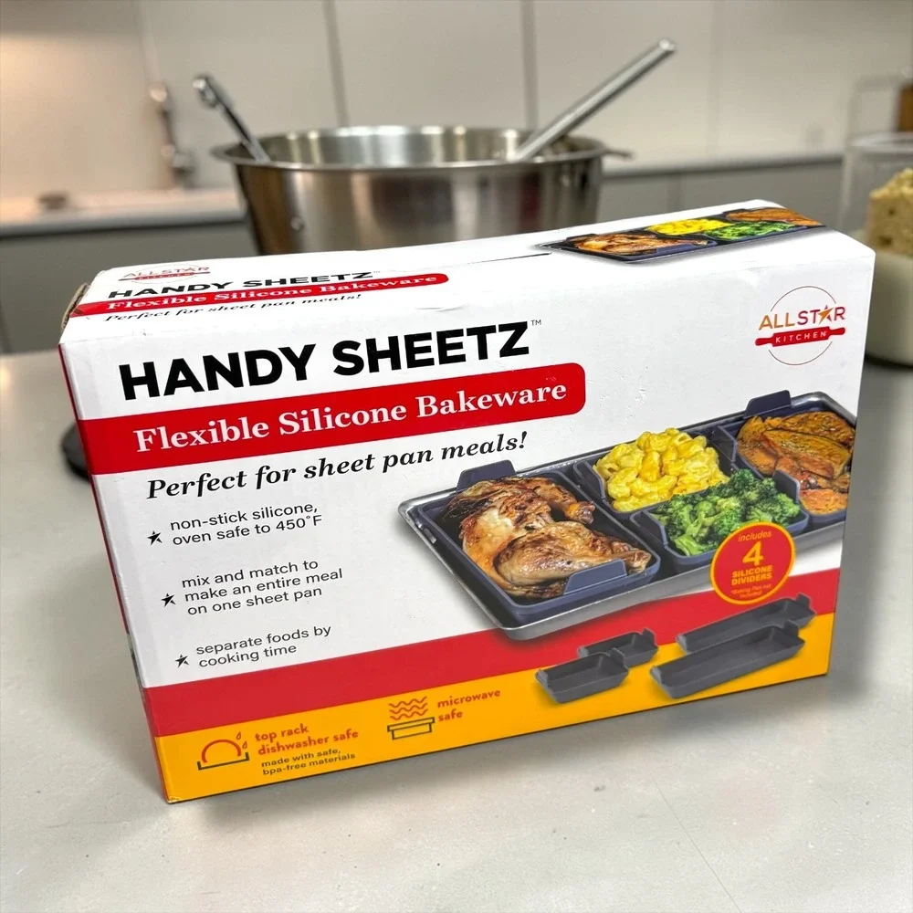 Allstar Kitchen Handy Sheetz Flexible Silicone Bakeware 4 Piece Divider Set Gray